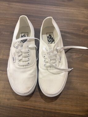Vans White Canvas Low-Top Sneakers